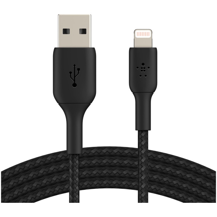 Cablu Belkin BOOST CHARGE USB-A catre Lightning, impletit, 3M, Negru