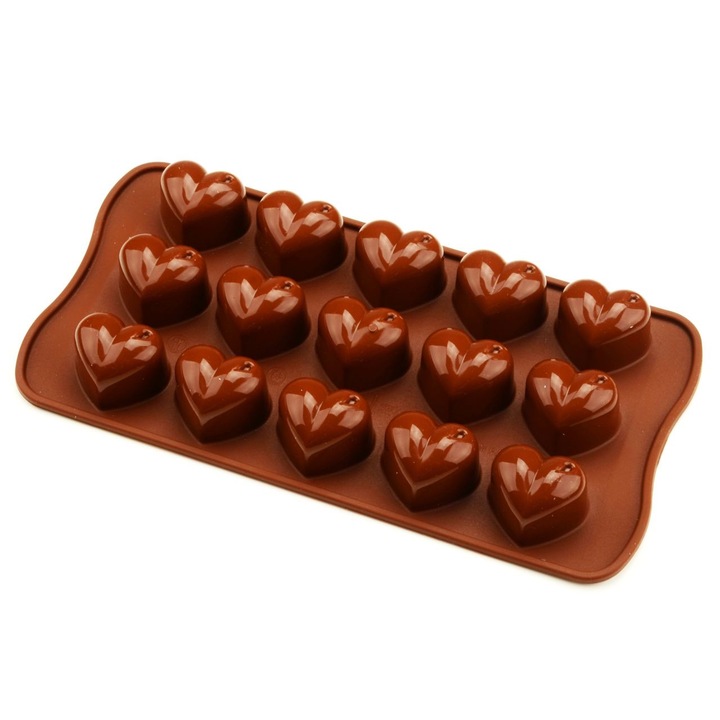 Matrita, forma ciocolata praline inimi din silicon, Silikomart