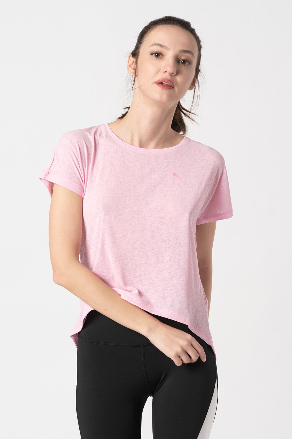 Puma, Tricou cu terminatie asimetrica, pentru alergare Bold, Roz pastel, L