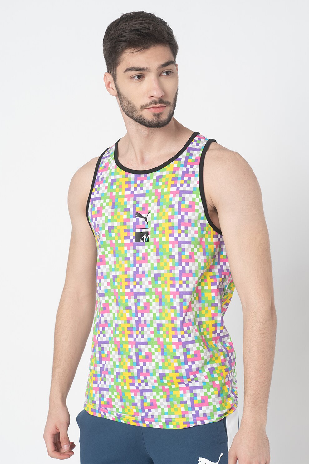 Puma, Top regular fit cu model pixelat, Multicolora, XS