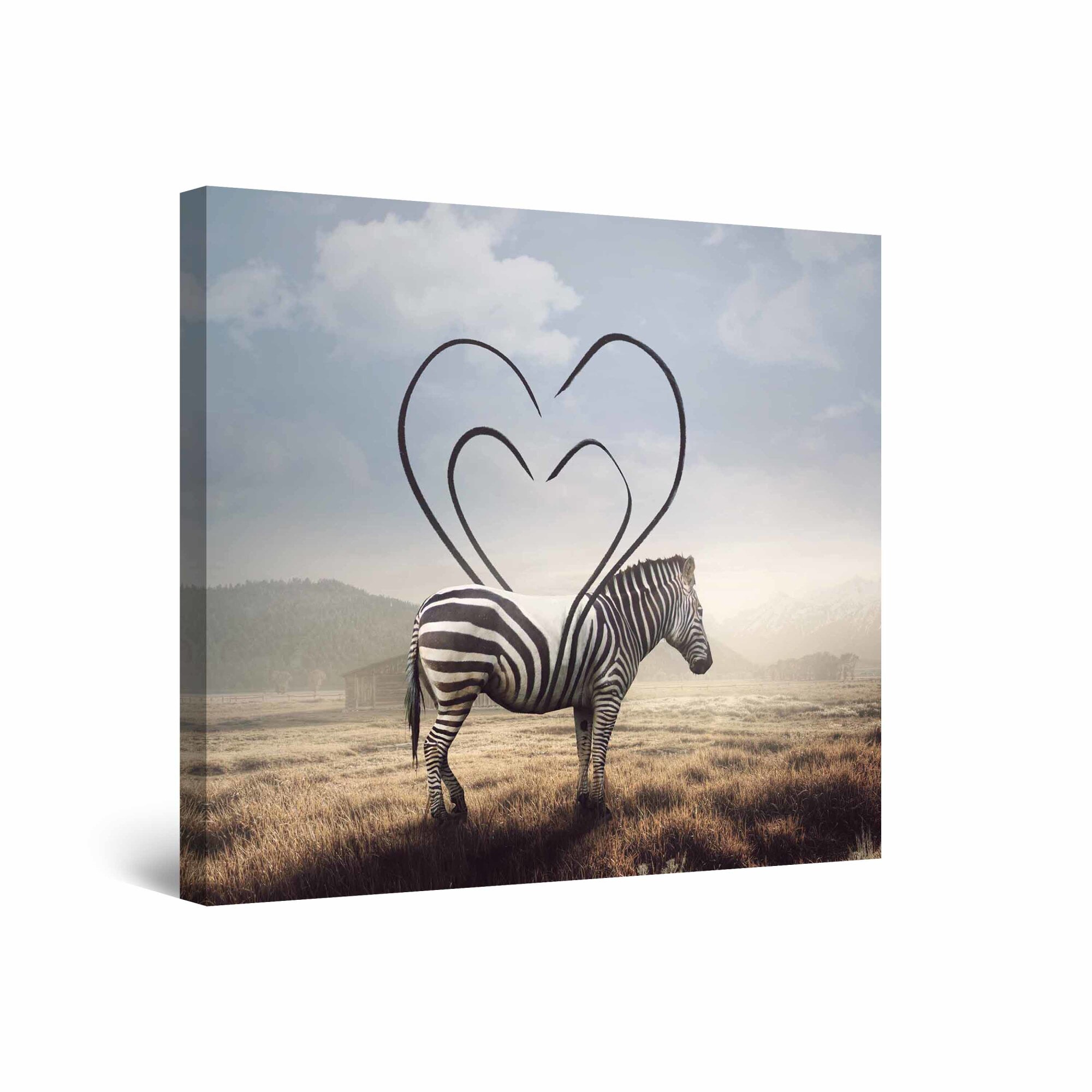 Tablou DualView Startonight Zebra si Iubire, luminos in intuneric, 40 cm x 40 cm