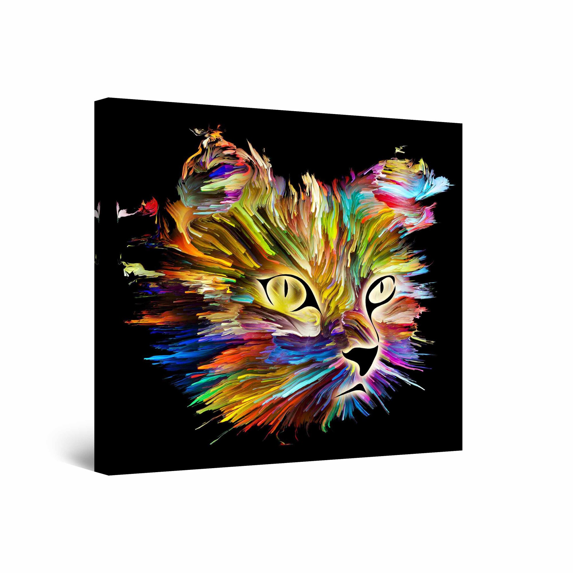 Tablou DualView Startonight Pisica Multicolora, luminos in intuneric, 40 cm x 40 cm