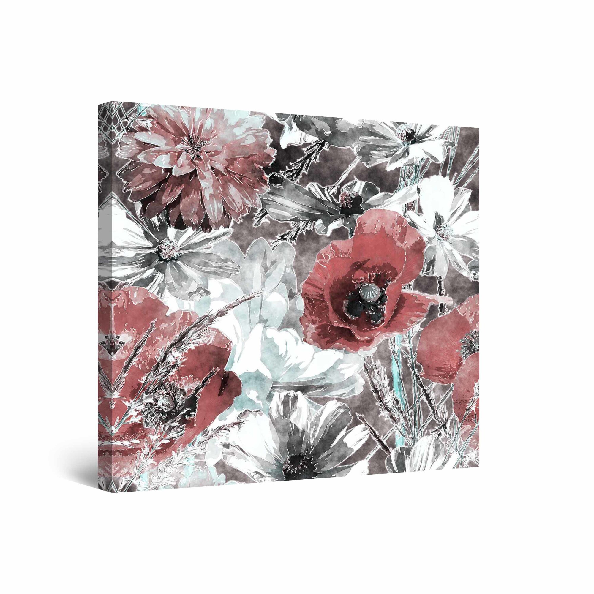 Tablou DualView Startonight Flori Rosii, luminos in intuneric, 80 cm x 80 cm