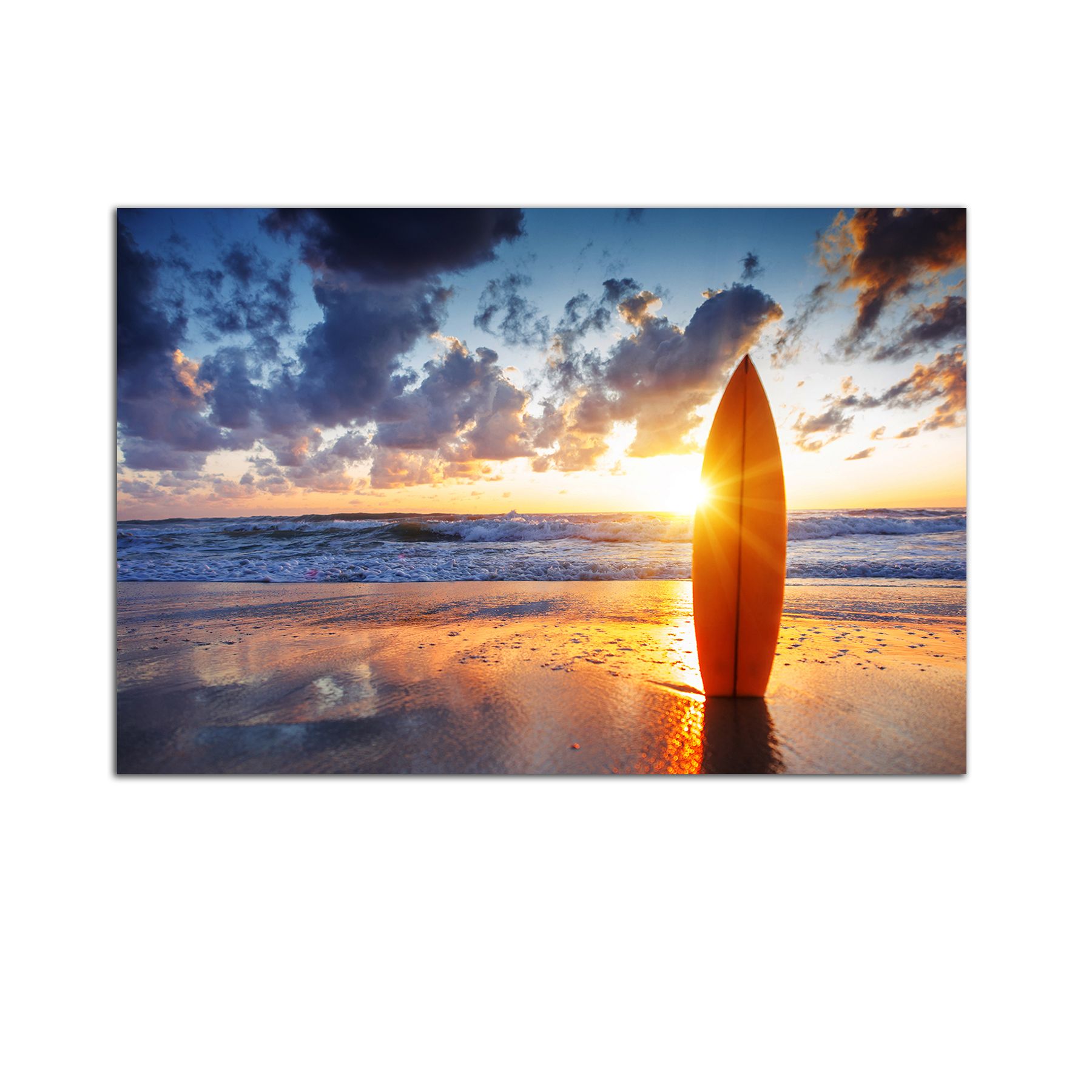 Tablou Startonight pe sticla acrilica Surf in Hawaii, luminos in intuneric, 60 cm x 40 cm