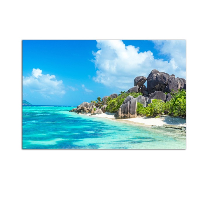 Tablou Startonight pe sticla acrilica Plaja in Caraibe, luminos in intuneric, 90 cm x 60 cm
