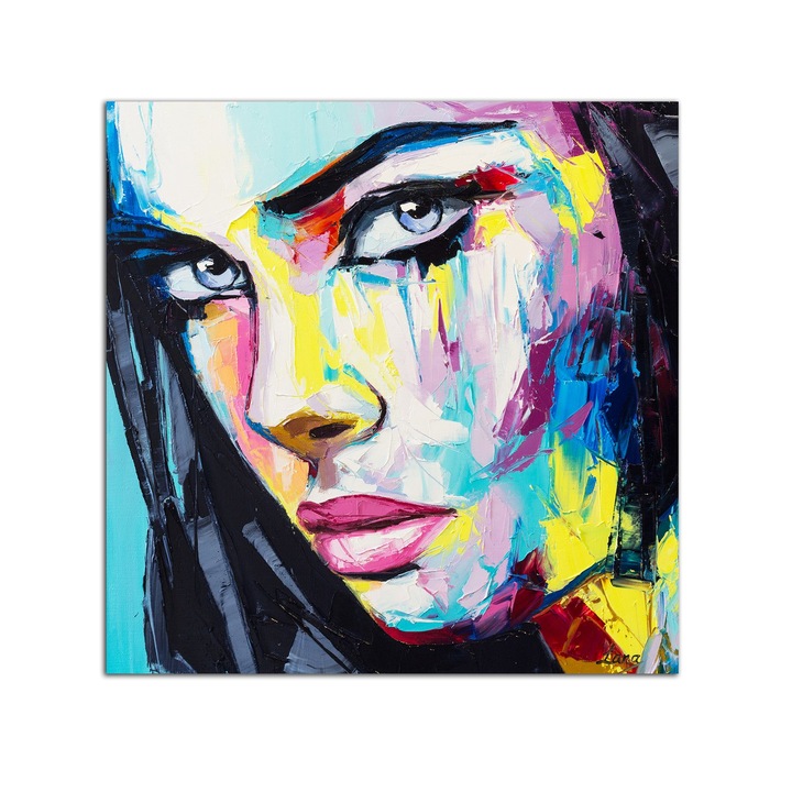 Tablou Startonight pe sticla acrilica Portret Multicolor, luminos in intuneric, 60 cm x 60 cm