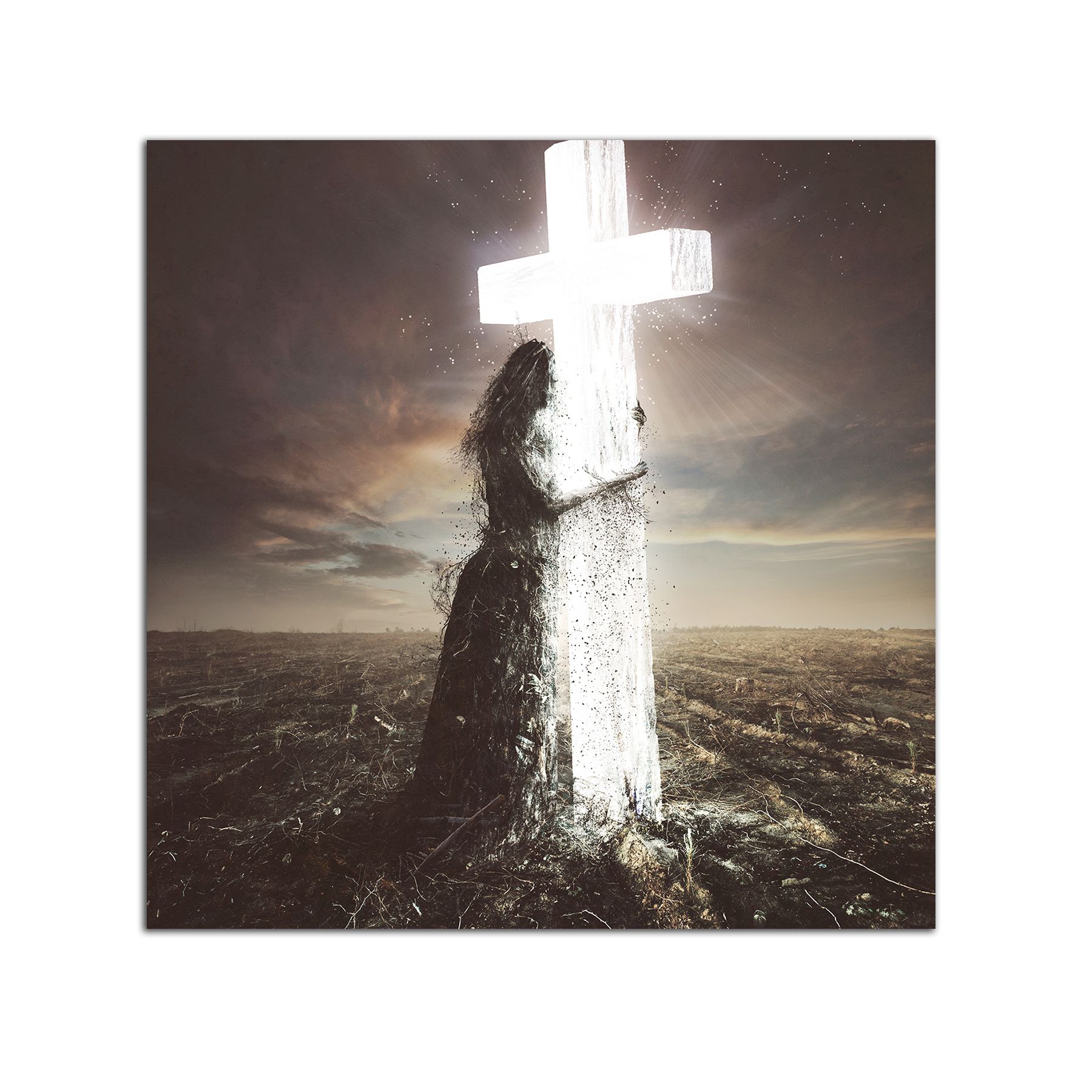 Tablou Startonight pe sticla acrilica Metafora Crucii, luminos in intuneric, 60 cm x 60 cm