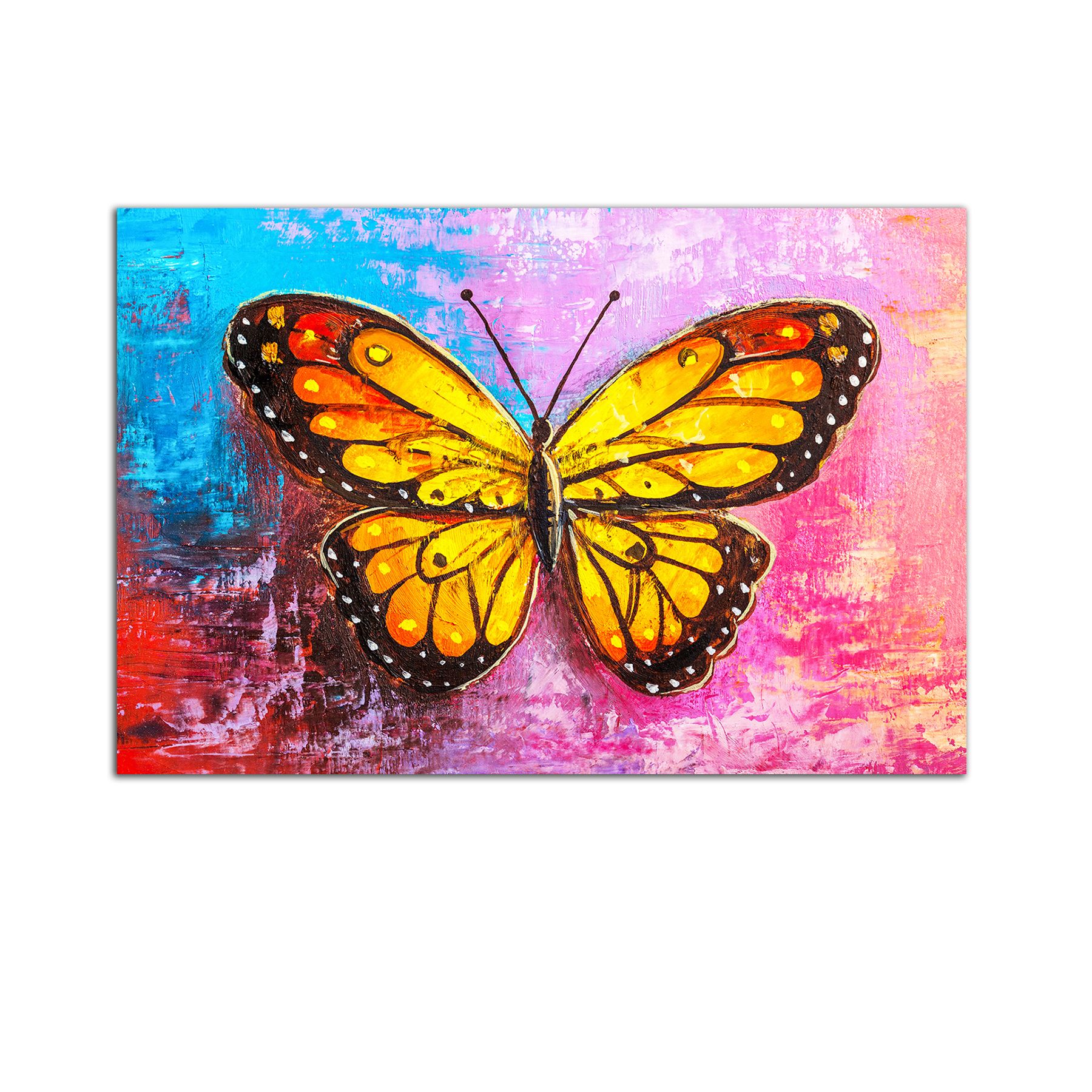 Tablou Startonight pe sticla acrilica Fluturele Galben, luminos in intuneric, 60 cm x 40 cm