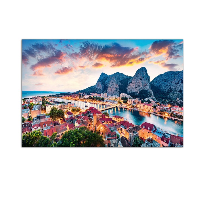 Картина Startonight върху акрилно стъкло City by the Sea, ярка в тъмното, 90 cm x 60 cm