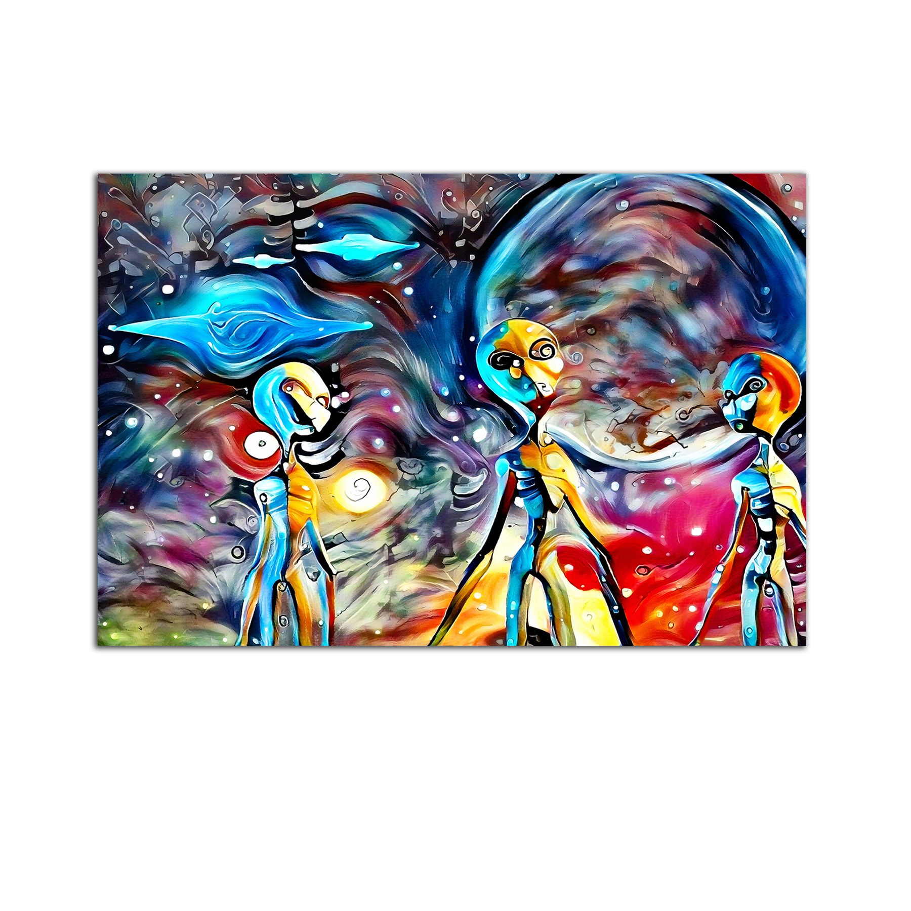 Tablou Startonight pe sticla acrilica Extraterestrii Violet, luminos in intuneric, 90 cm x 60 cm