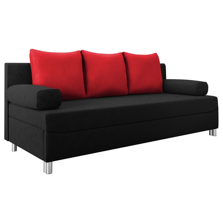Canapea Don, MIRJAN24, negru + rosu, 80x192x86 cm