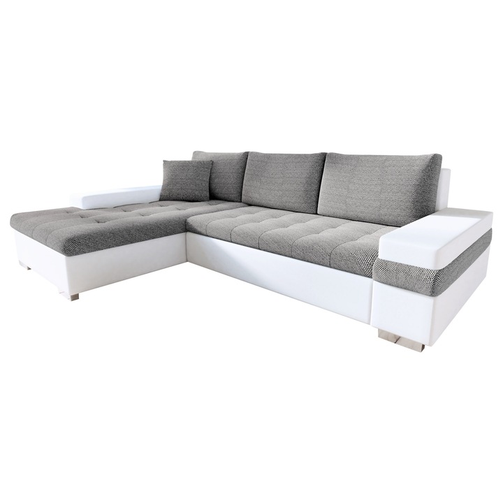 Coltar rabatabil Kanton Mini, MIRJAN24, alb / gri, 274x182x83 cm