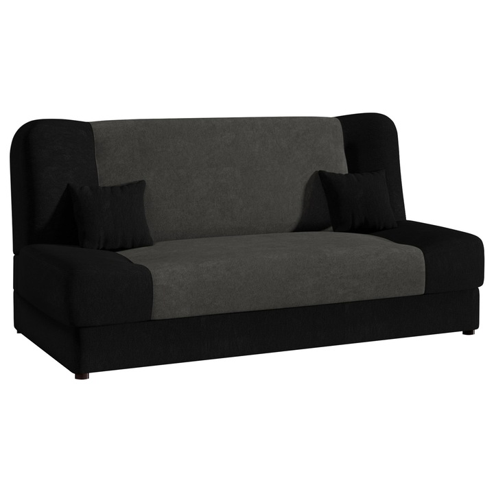 Canapea extensibila Mario, MIRJAN24, tesatura negru + grafit, 195x87x86 cm