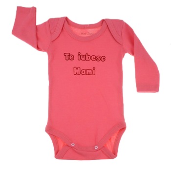 Body cu maneca lunga pentru fete Mini Junior MJ-6C, Coral, 80 cm Body cu maneca lunga pentru fete Mini Junior MJ-6C, Coral, 80 cm