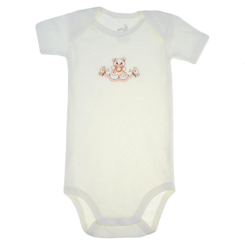 Body cu maneca scurta pentru bebelusi Pifou Model 6 MS6, Crem, 86-89 cm