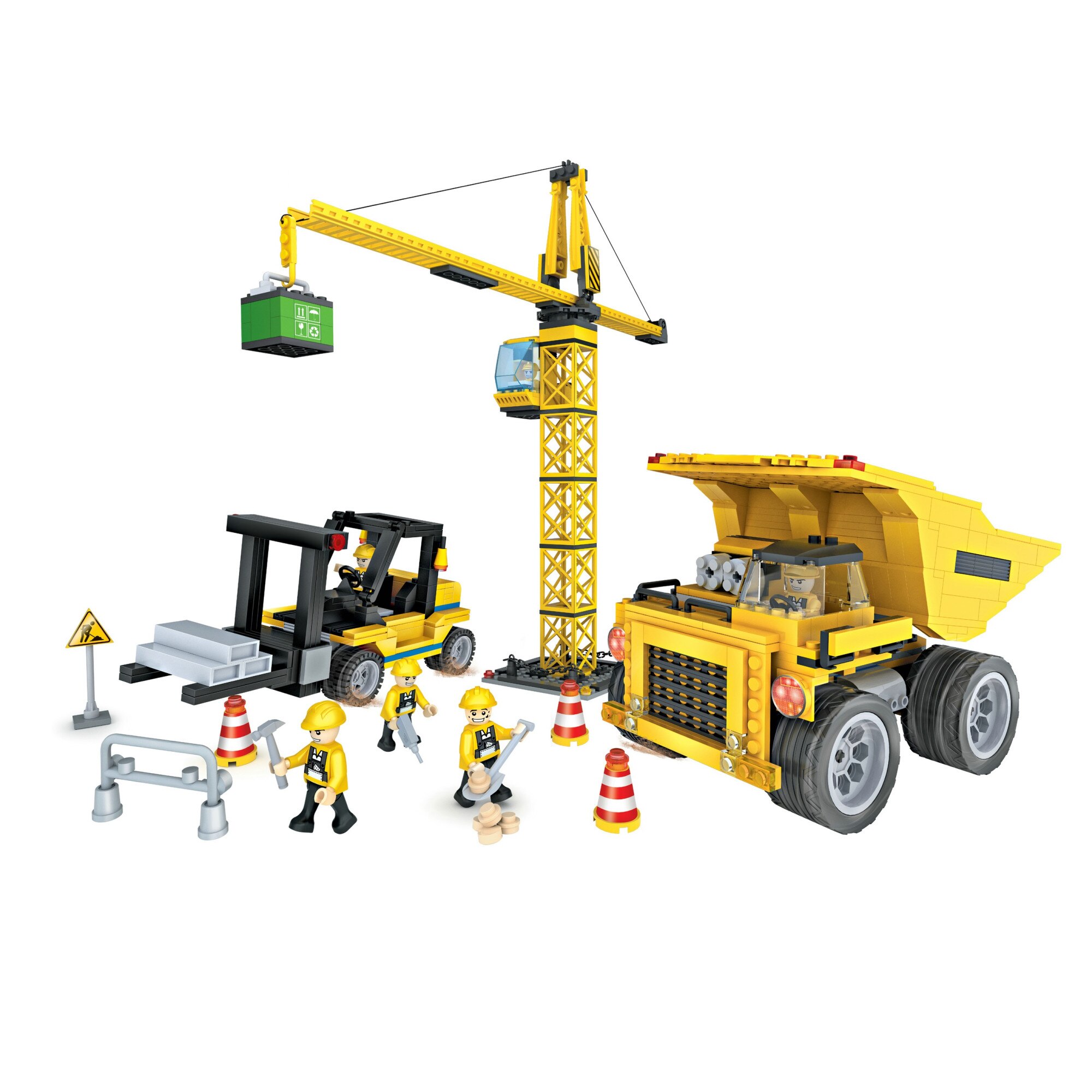 Set de constructie cu macara- Cogo Engineering 804 piese