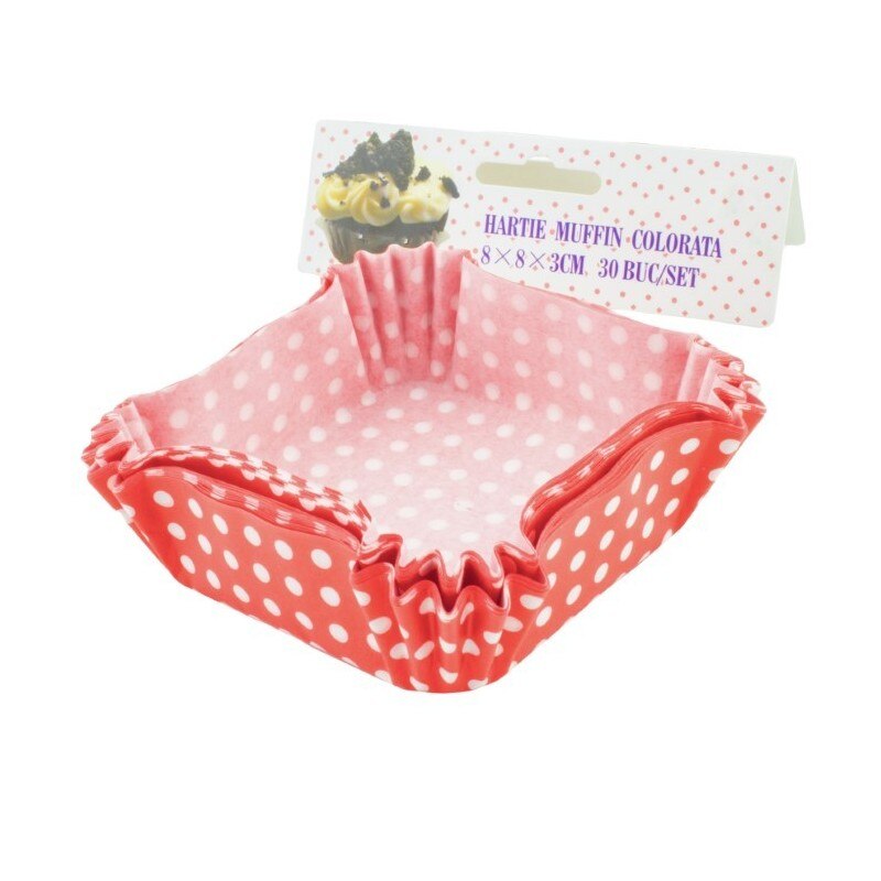 Hartie muffin colorata 8x8x3cm, 30 buc/set