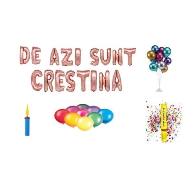 OEM De azi sunt crestina Lufi szett, keresztelőre, lány, rose gold