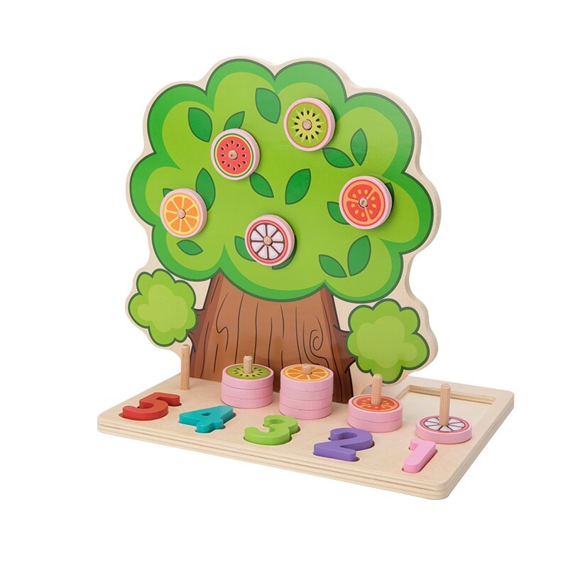 Jucarie educativa Montessori 4 in 1 Copacul cu fructe