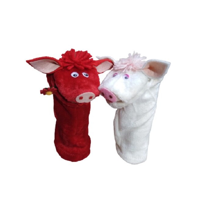 Set papusa de mana purcelusi, plus, rosu si alb 30 cm