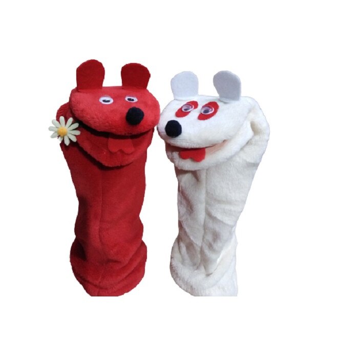 Set papusa de mana ursuleti plus, rosu si alb 30 cm