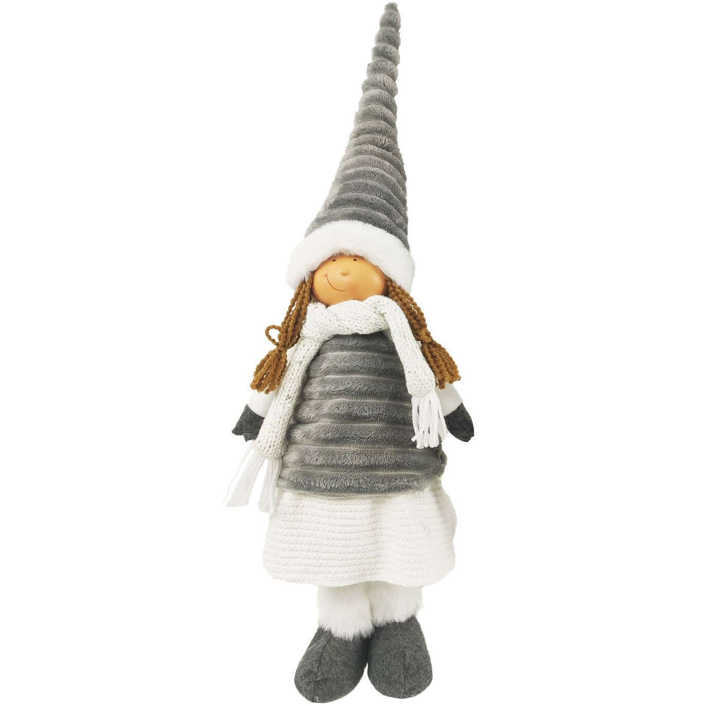 Decoratiune pentru Craciun Kring, figurina fata, 56 cm, Gri/Alb