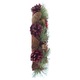 Венец Kring, 34 см, Изработена от изкуствена ела, Украсена с шишарки, Звезди и боровинки, Зелен/Червен