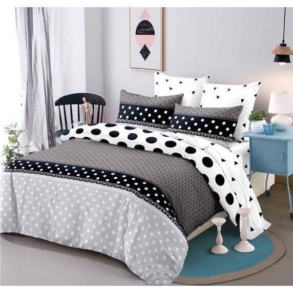 Set 6 piese Lenjerie Relax Shop, Six Buline si triunghiuri, 2 persoane