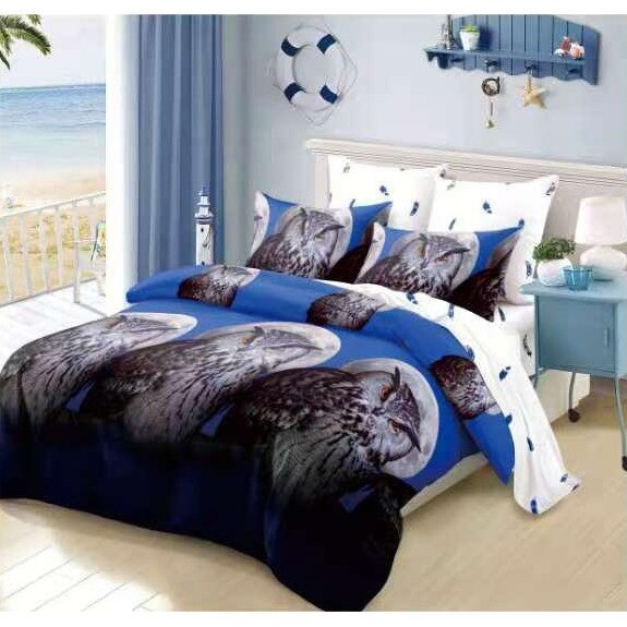 Set 6 piese Lenjerie Relax Shop, Six Bufnite si luna, 2 persoane