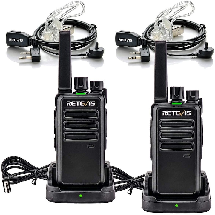 Statie radio emisie receptie Retevis RT668, VOX, casti, Negru