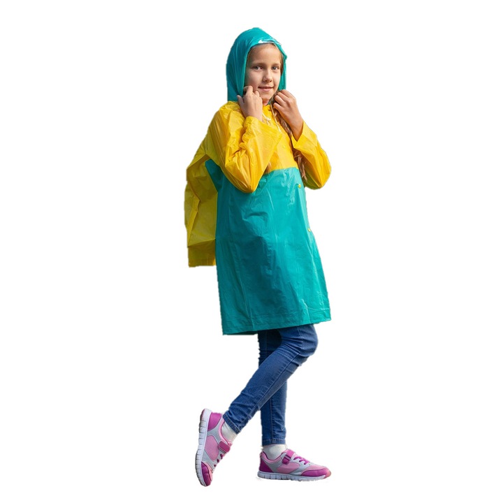 Pelerina de ploaie pentru fete si baieti, marime L galben- verde
