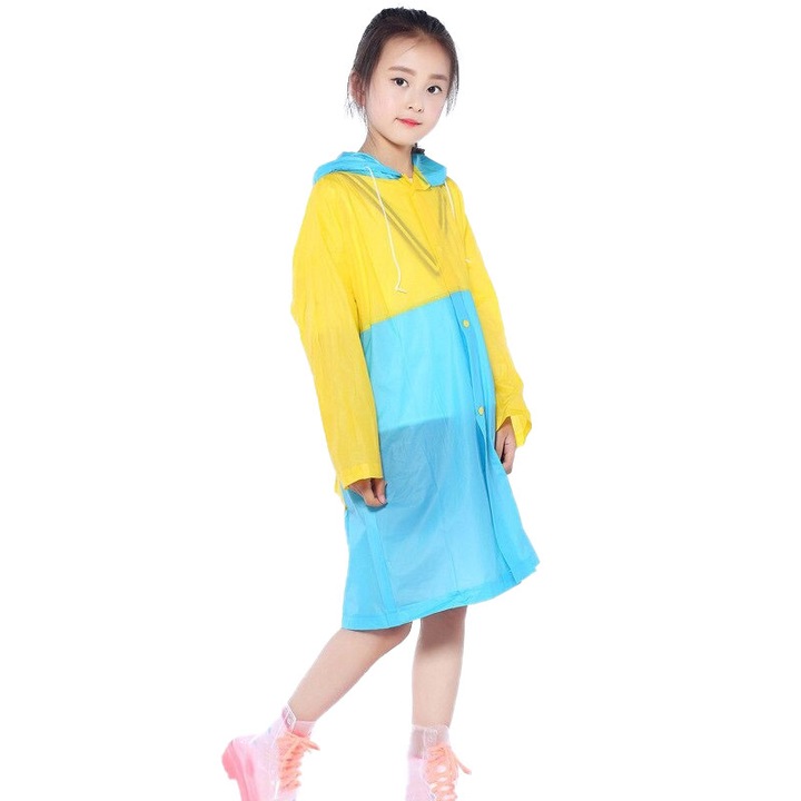 Pelerina de ploaie pentru fete si baieti, marime XL galben-albastru
