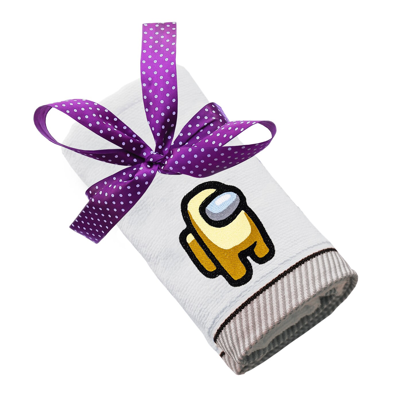 Prosop bumbac, LWS, brodat, model Impostor galben, alb, 70x140 cm