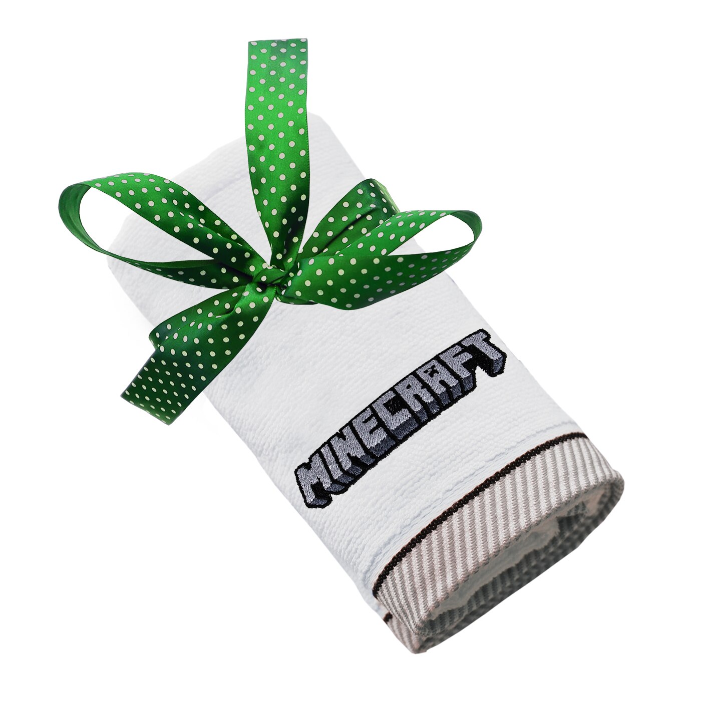 Prosop bumbac, LWS, brodat, model Minecraft, alb, 50x100 cm