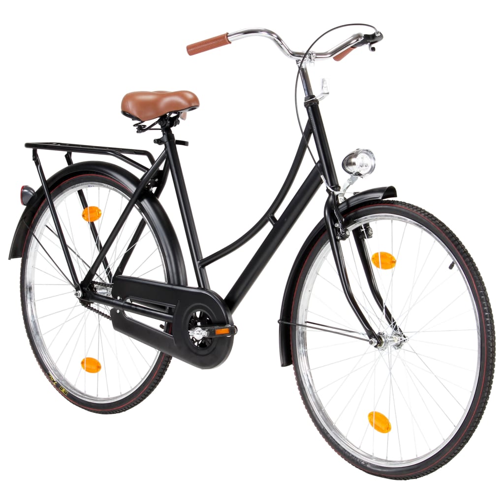 Extraction royalty Th Bicicleta olandeza femei, vidaXL, Otel, roata 28 inch, 186 x 104 cm, Negru  - eMAG.ro