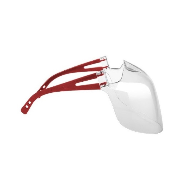 Masca de Protectie Profesionala Transparenta, Fixare Confortabila pe Urechi cu Brate de Ochelari Rosii