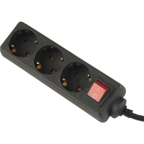 Prelungitor cu 3 prize , protectie copii,cu intrerupator,negru