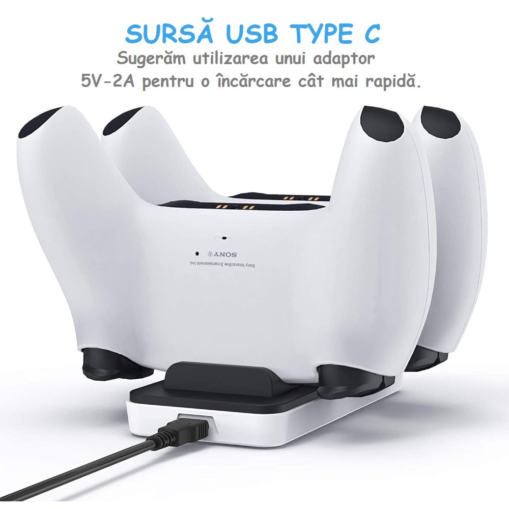 Докинг станция Dobe, Двойна, За PlayStation 5 контролер, USB тип C ...