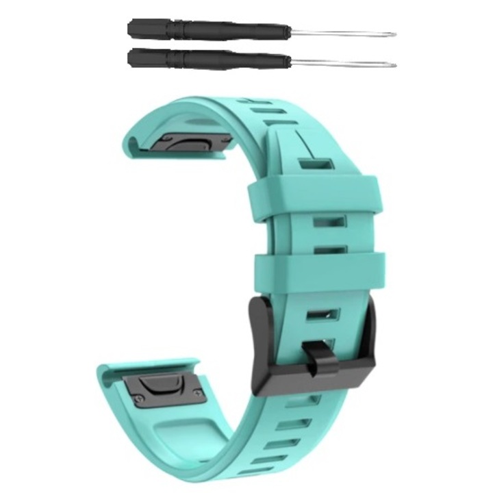 Каишка за гривна Quick Release за смарт часовник Garmin Fenix 6 / 6X / 6x pro solar / 5x / 5x Puls / Fenix 3 / 3 HR / 3 sapphire / D2 Bravo / Quaitx3 / Tactix Bravo / Descent Mk1, 26 mm, Marine Green с включена отвертка