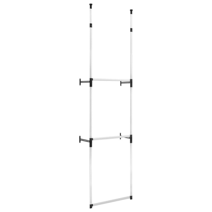 Cuier telescopic pentru haine, vidaXL, Aluminiu, 65-110 x 28 x 250-300 cm, Argintiu