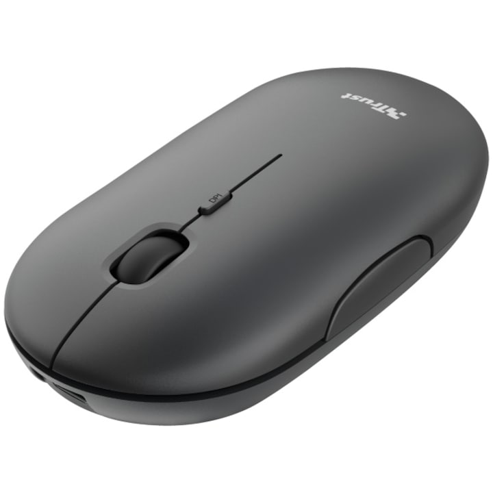 Безжична мишка Trust Puck, 2.4GHz и Bluetooth, USB-C зареждане, Черен