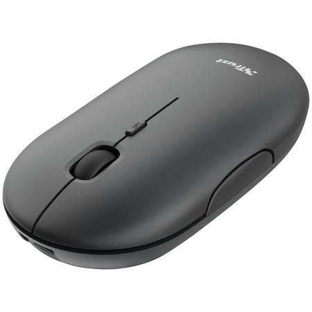 Mouse wireless Trust Puck, 2.4GHz si Bluetooth, reincarcabil USB-C, Negru