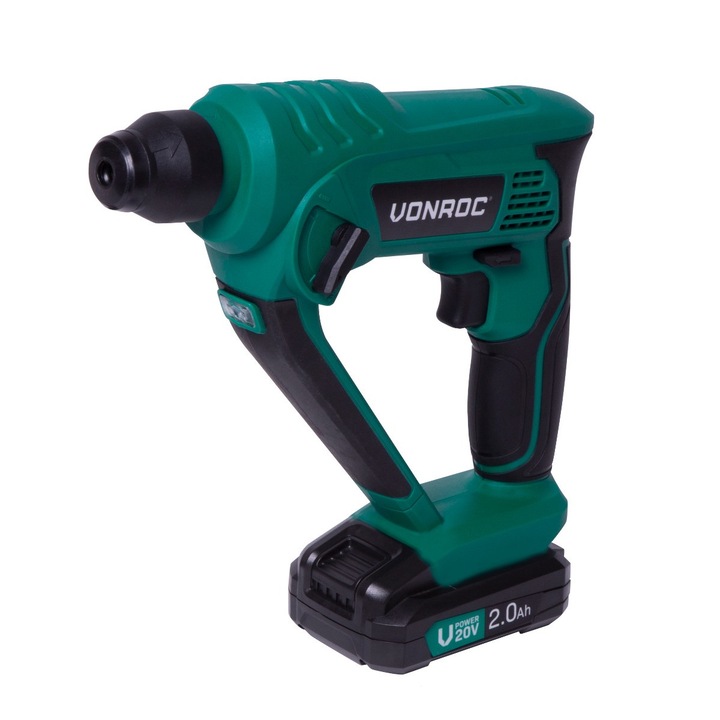 VONROC S2_RH501DC rotációs kalapács, 20V, 2 db 2,0 Ah akkumulátorral és töltővel