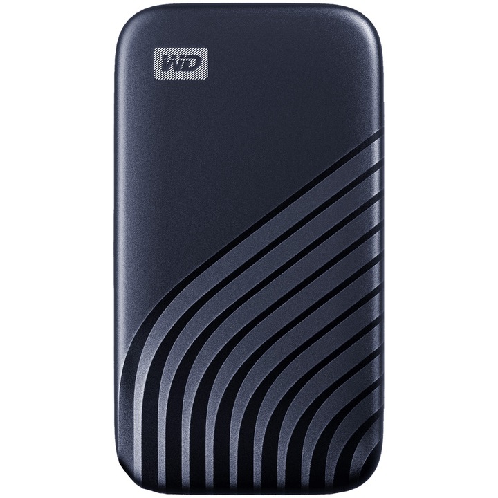 Външен SSD WD 500GB My Passport SSD - Portable SSD, up to 1050MB/s Read and 1000MB/s Write Speeds, USB 3.2 Gen 2 - Midnight Blue WDBAGF5000ABL-WESN