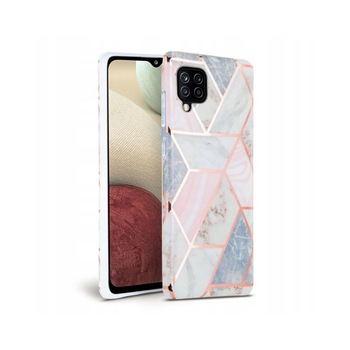 Husa Spate Tech-protect Marble Silicone Samsung Galaxy A12, Roz Husa Spate Tech-protect Marble Silicone Samsung Galaxy A12, Roz