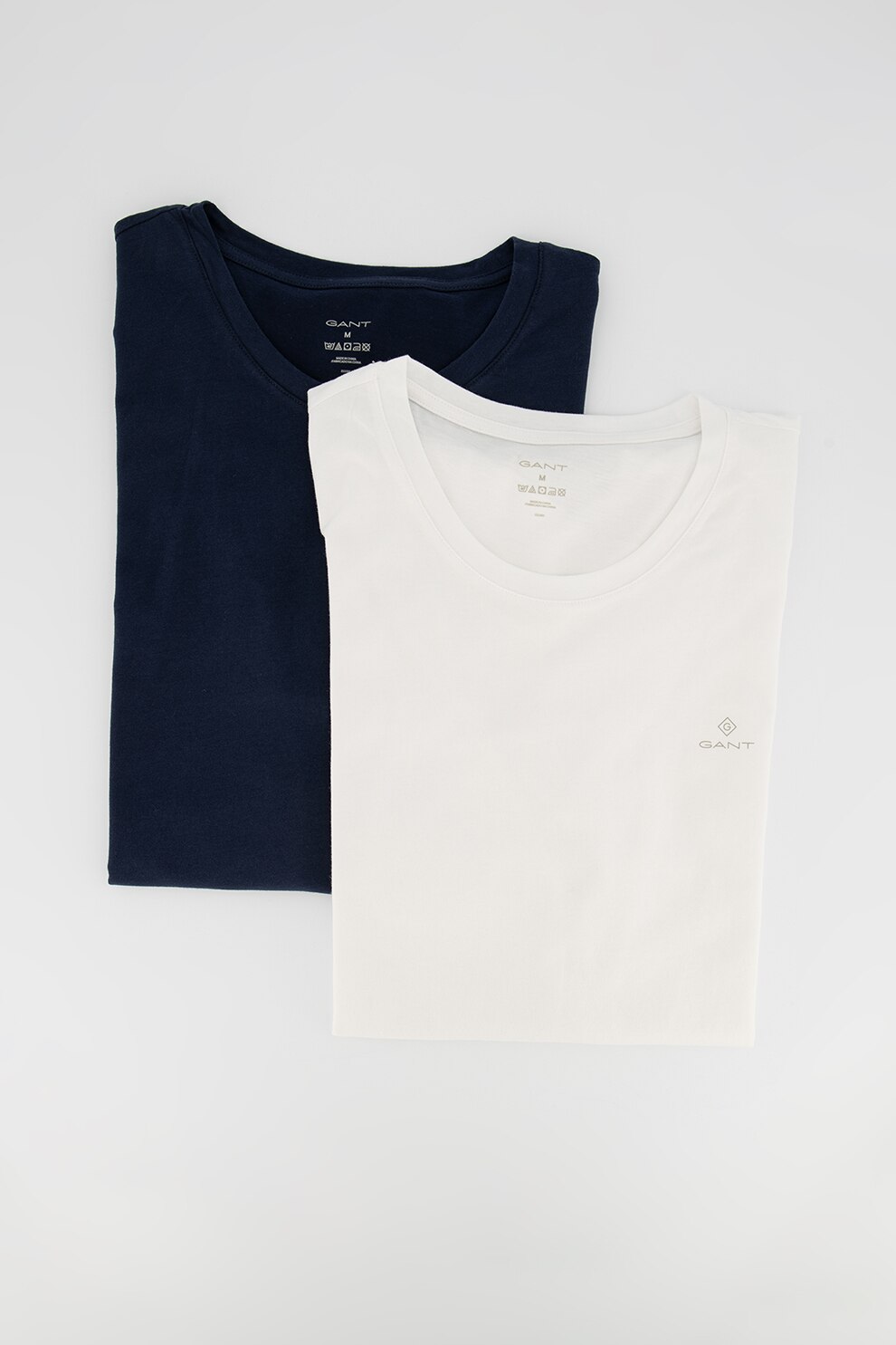 Gant, Tricou de casa din bumbac cu detaliu logo pe piept - 2 piese, Albastru inchis/Alb