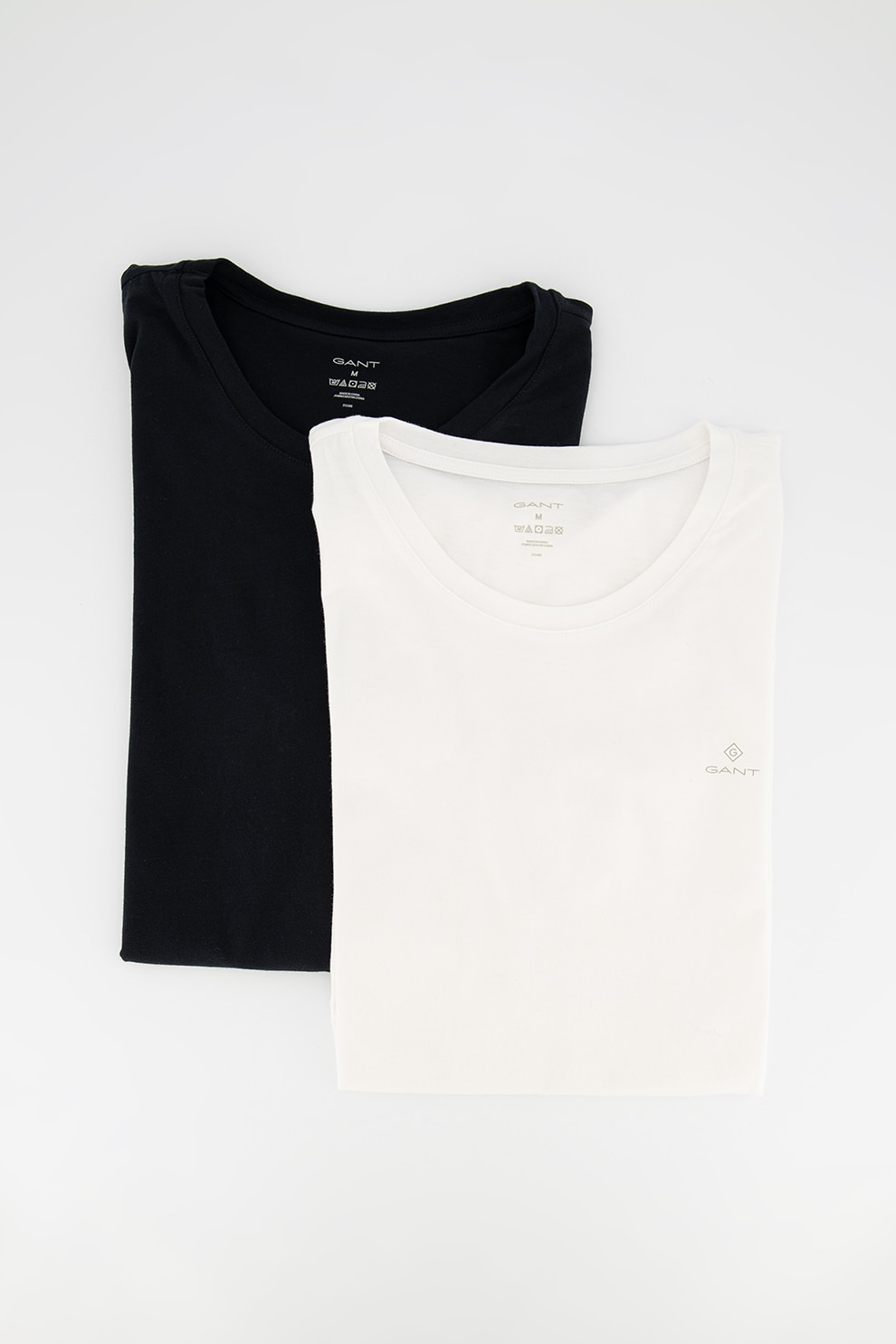 Gant, Tricou de casa din bumbac cu detaliu logo pe piept - 2 piese, Negru/Alb