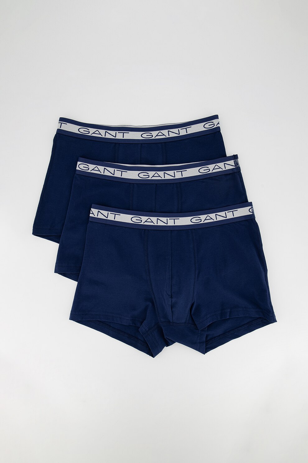 Gant, Set de boxeri cu banda in talie cu logo - 3 perechi, Bleumarin inchis