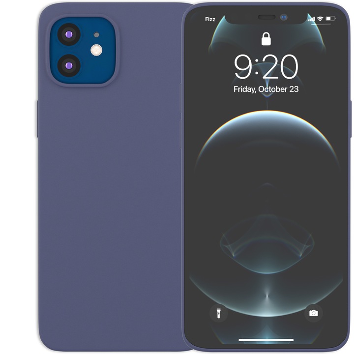 Husa pentru iPhone 12 Mini Ambilife de silicon ranforsat Marine Blue, Albastru marin