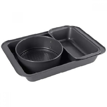 Set forme de copt MYRIA MY4405, 3 piese, otel, negru Set forme de copt MYRIA MY4405, 3 piese, otel, negru